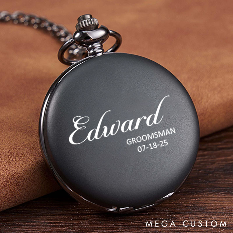 Personalized Classic Best Man Pocket Watch Custom Wedding Party Gift Pocket Watch Minimalist Groomsmen Gift Pocket Watch with Chain
