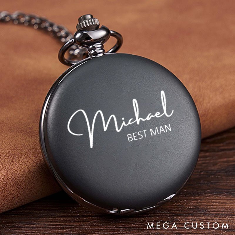 Personalized Engraved Wedding Pocket Watch Best Man Pocket Watch Groomsmen Proposal Gift Idea Men’s Bachelor Favors Pocket Watch
