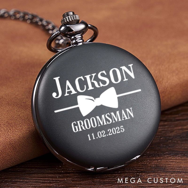 Personalized Best Man Pocket Watch with Chain Custom Engraved Pocket Watch for Wedding Party Groomsmen Gift Pocket Watch for Pocket Watch