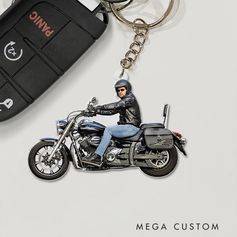 Personalized Acrylic Keychain Custom Motorcycle Photo Keychain Gift for Motorcyclist and Motocross Lovers
