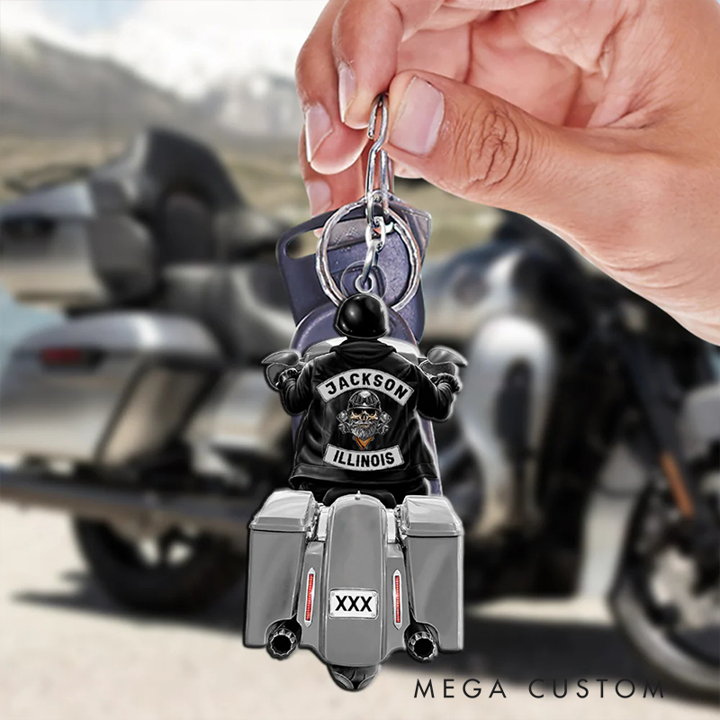 Personalized Acrylic Keychain Custom Biker Motorcycle Racing Keychain Gift for Motorcyclist and Motocross Lovers