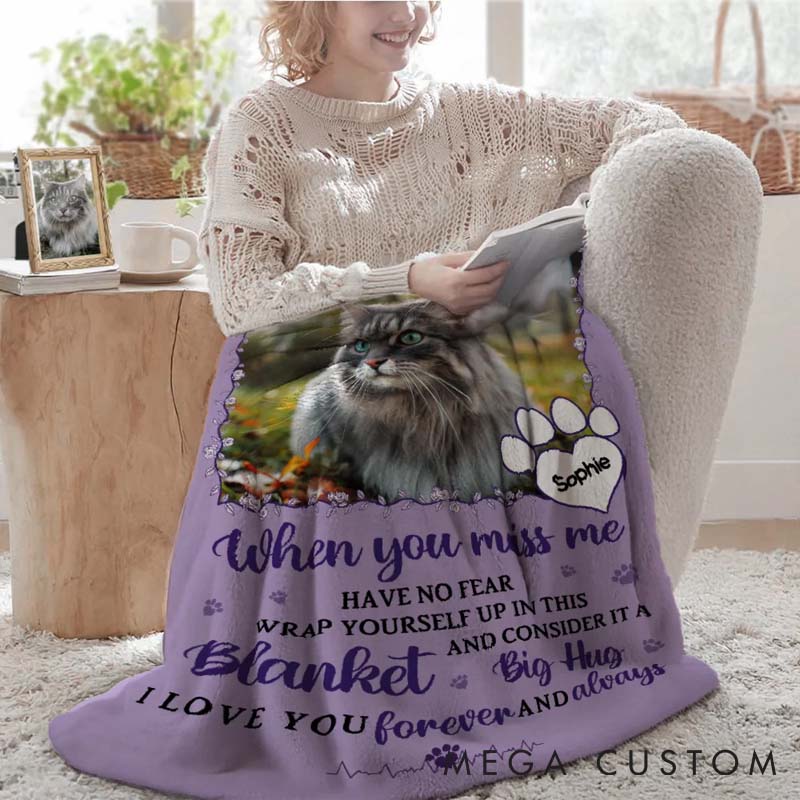 Personalized Pet Lover Miss Me No Fear Paw Throw Blanket