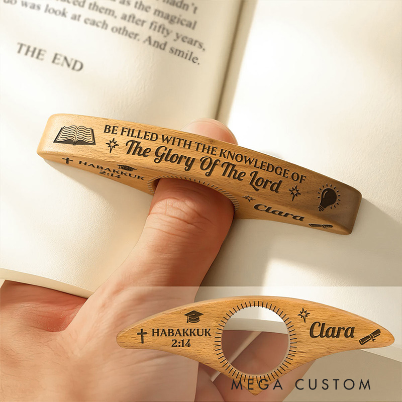 Personalized Be Filled with the Knowledge of the Glory of the Lord Book Page Holder with Name Read Accessory Scripture Religious Gift for Book Lover