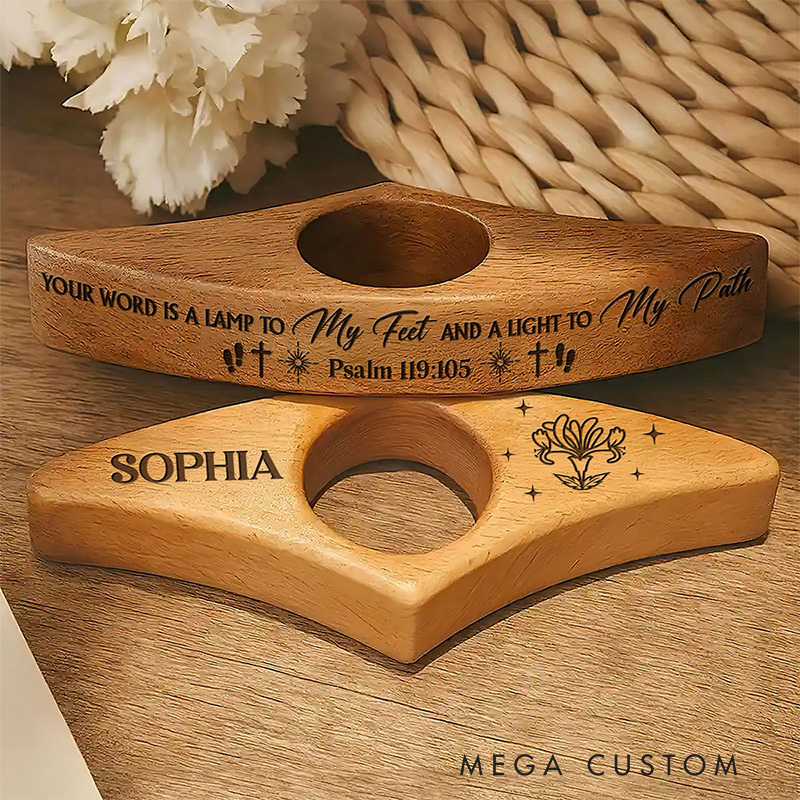 Personalized Your Word is a Lamp to My Feet and a Light to My Path Birth Flower Book Page Holder with Name Read Accessory Birthday Gift for Her Religious Gift for Book Lover
