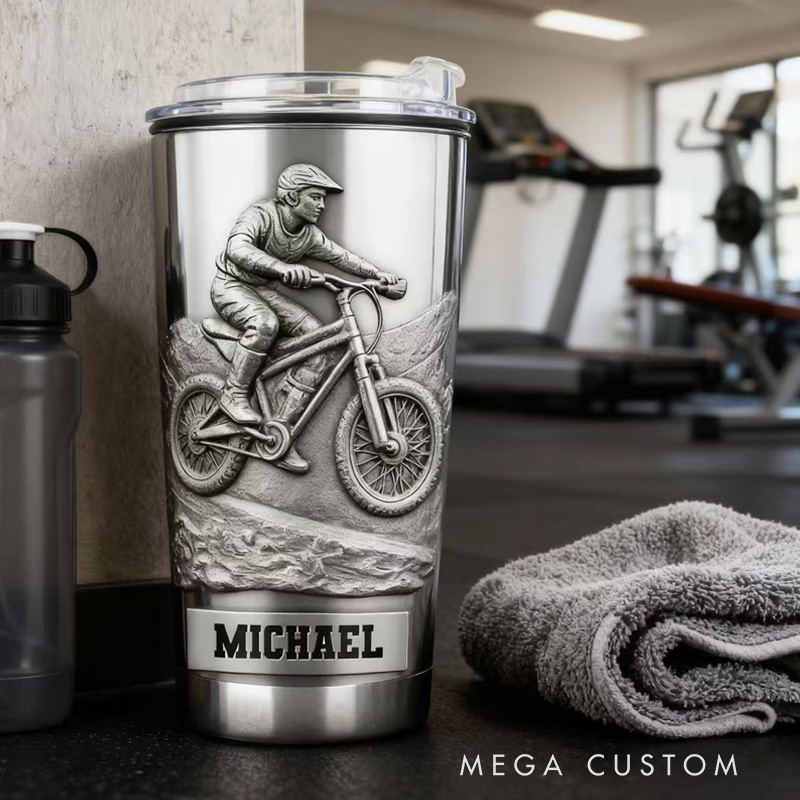 Personalized Cycling Metalic Dirt Bike Dirt Bike Tumbler Gift for Cyclists Bikers Lover Gifts Bicyclist Gift Mug