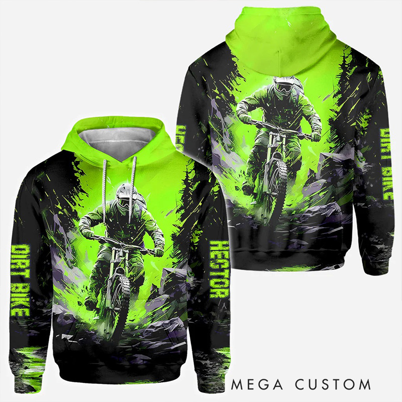 Personalized Dirt Bike All Over Shirt Hoodie Pullover Hoodie Custom Cycling Lover Hoodie Riding Sweatshirt Perfect Gift for Bikers and Outdoor Adventures