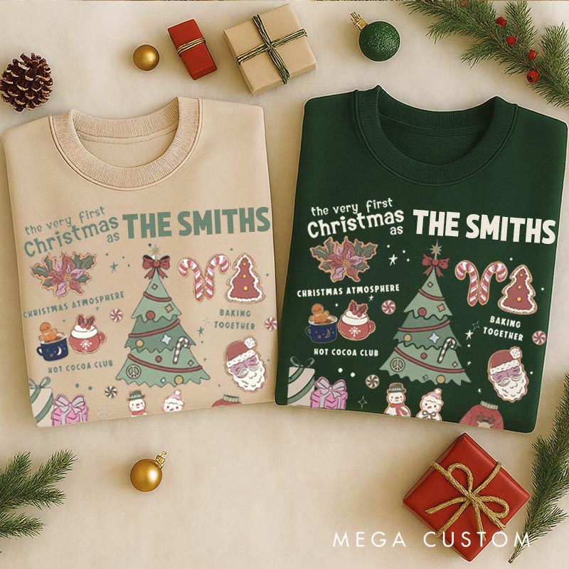 Personalized The Very First Christmas As Crewneck for Newlywed Couple First Christmas Sweatshirt Holiday Outfit