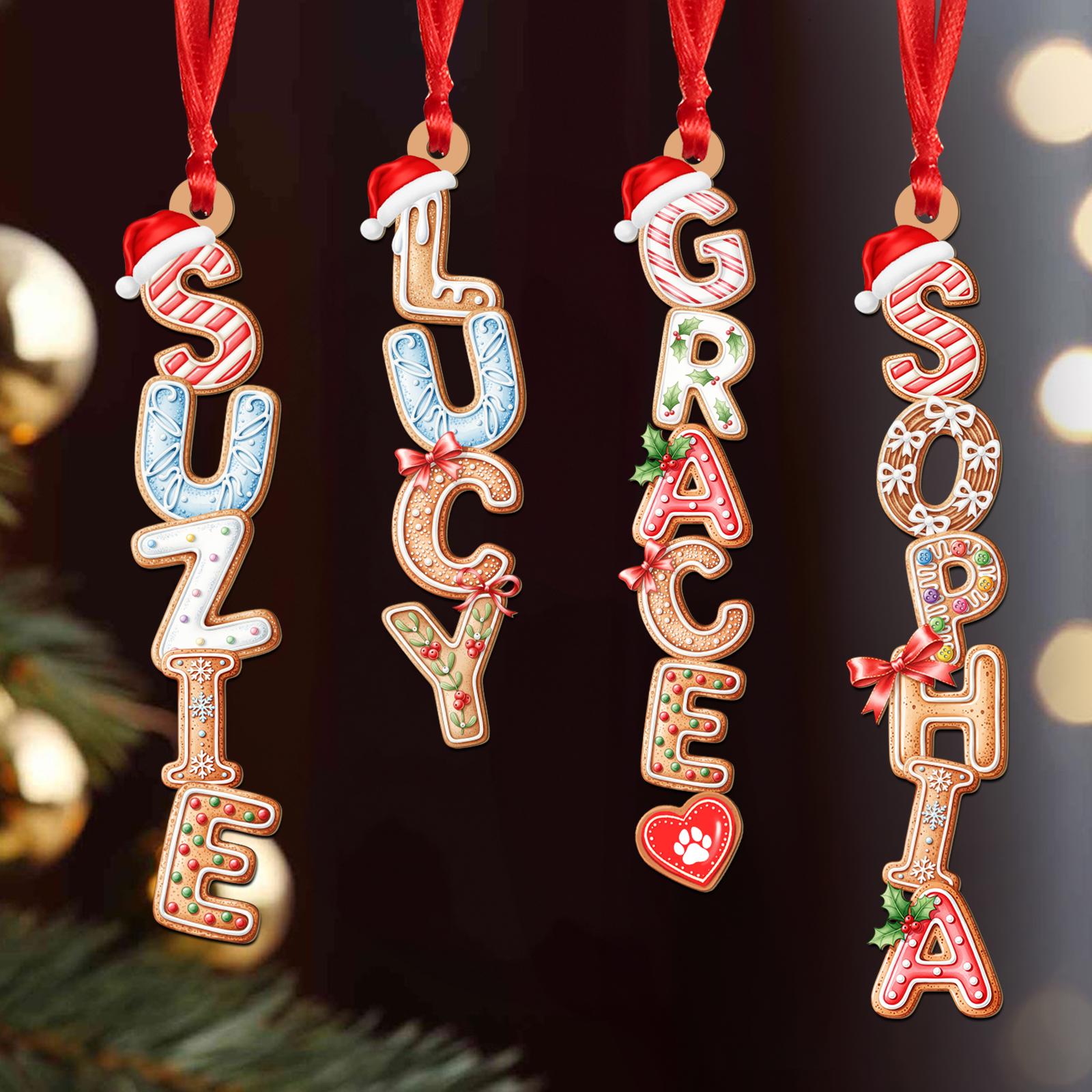 Personalized Gingerbread Alphabet Ornament for Kids Custom Gingerbread Alphabet Ornament 2025 Kids Name Ornament Christmas Tag for Stockings Kids Christmas Gifts Christmas Ornaments for Family