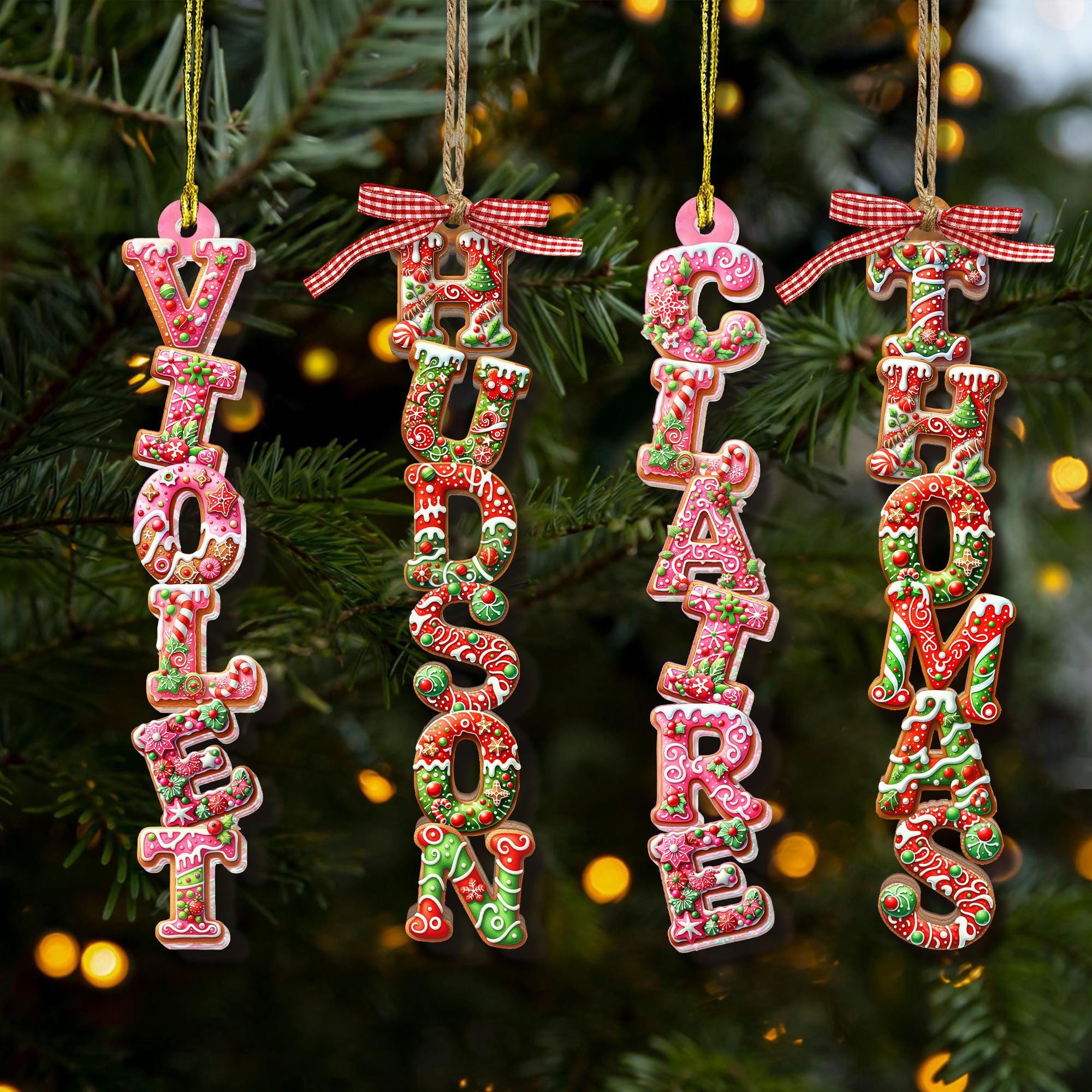 Personalized Gingerbread Alphabet Ornament: Kids Name Ornament, Christmas Tag for Stockings