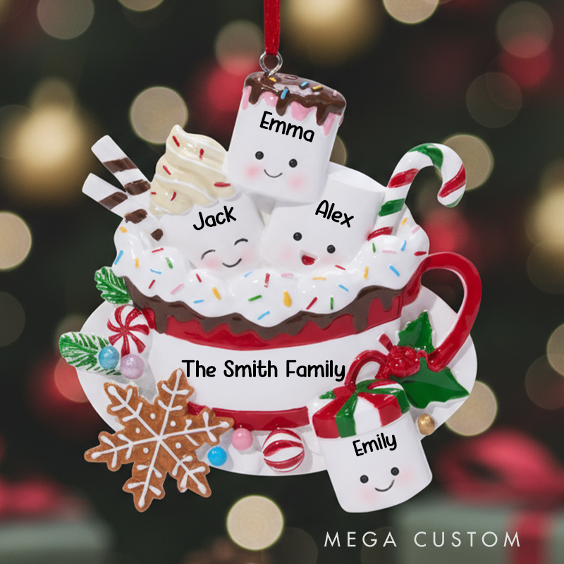 Personalized Sweet Happy Family Coffee Candy Ornaments for Family Members 