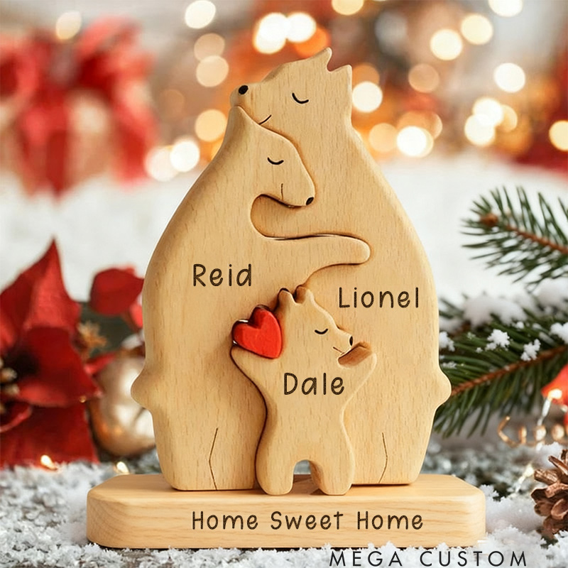 Personalized Wooden Bear Family Puzzle Mothers Day Gift Family Christmas Gift Keepsake Family Ornament Gift for Parents Gift for Mum Housewarming Gift