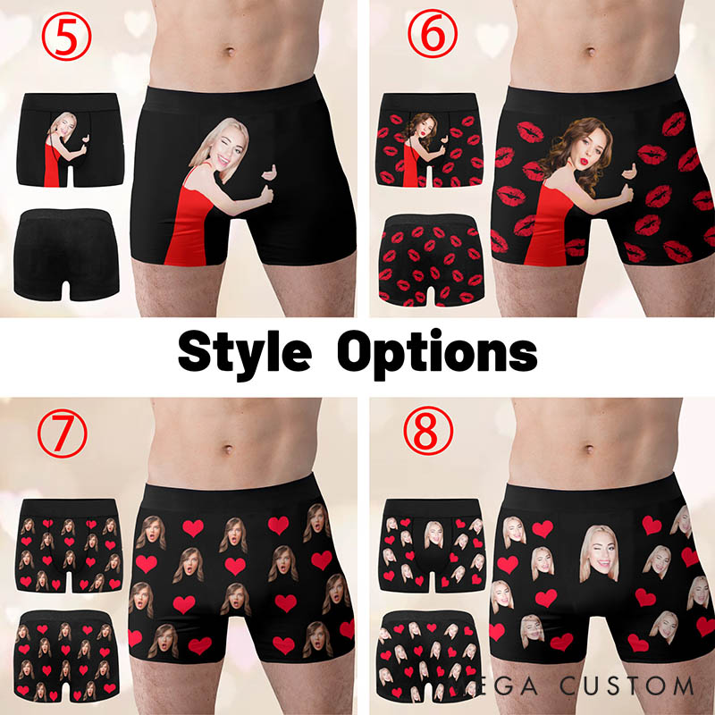 Personalized Girlfriend Wife Face Boxer Briefs Men Underwear with Women Face Photo Valentine's Day Gift for Boyfriend Husband Groom Gift from Bride