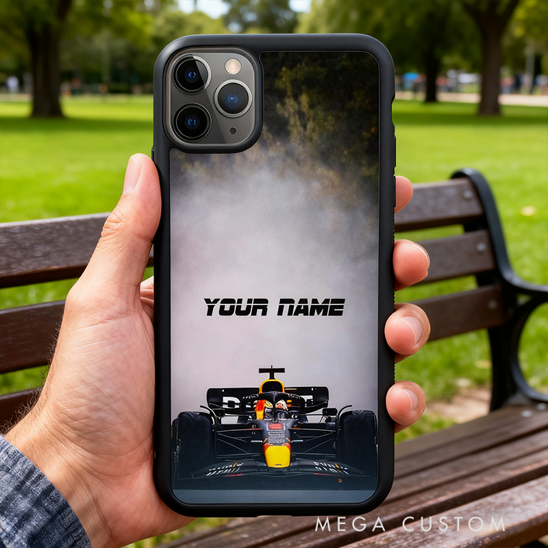 Personalized Racing Car Phone Case Custom Name Speed Track Design Cover for iPhone XR SE 11 12 13 14 15 16 Pro Plus ProMax for Racing Lovers