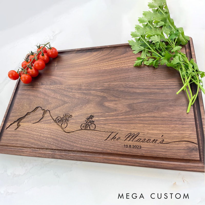 Personalized Engraved Bike Enthusiast Cutting Board with Mountain Biking Gift Bikers Gift Biking Couple Engagment Gift Cyclists Anniversary Gift