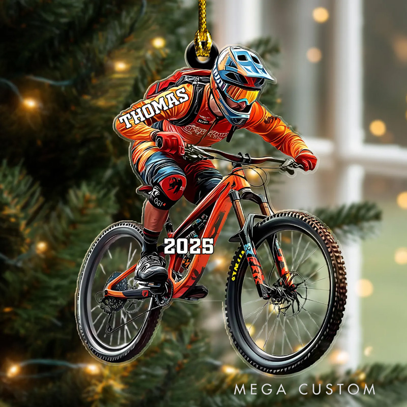 Personalized Mountain Biking Ornament Christmas Ornament for Biker Cyclist Gift Cycling Ornament Mountain Biking Lovers