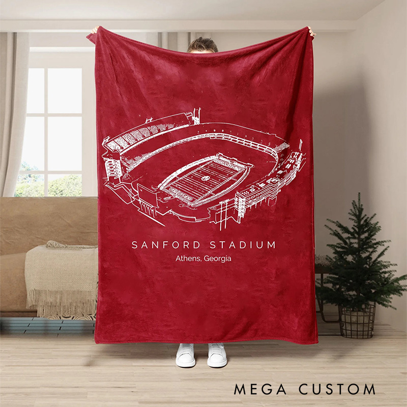 Personalized Sanford Stadium Football Blanket with Celebrate Your Favorite Venue in Style