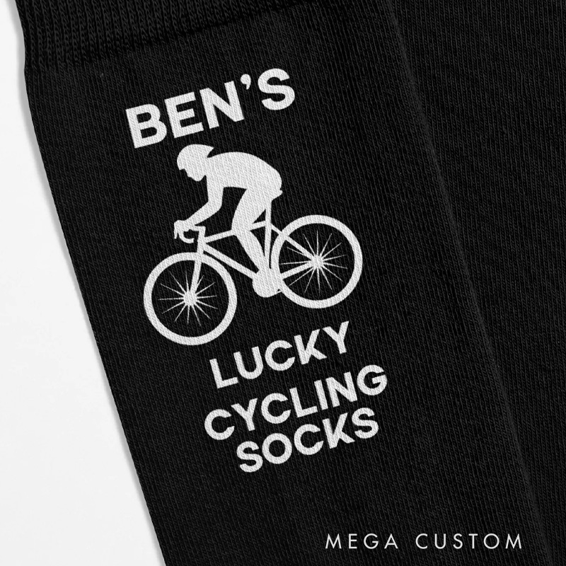 Personalized Cycling Socks Name Lucky Cycling Socks Funny Sports Socks for Him Couple