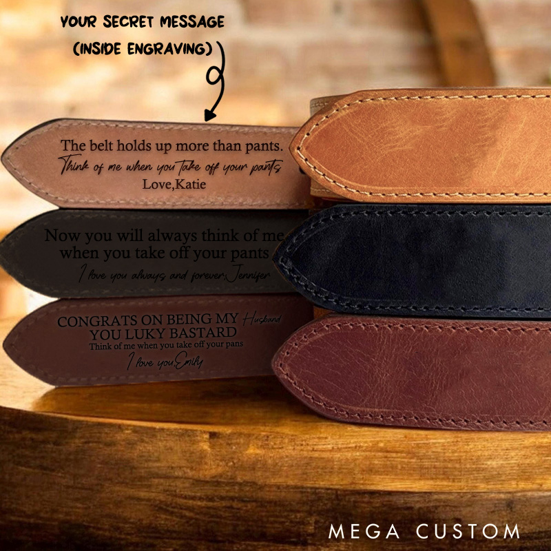 Personalized Leather Men's Belt Custom Engraved Belt For Men Gift for Him Boyfriend Gift Anniversary Gift For Husband