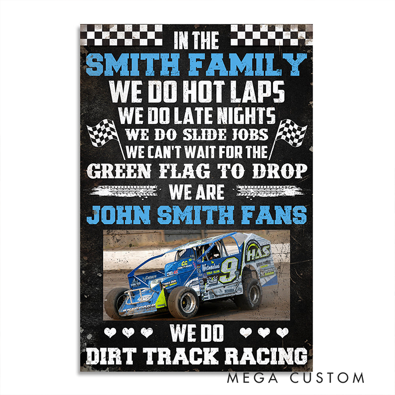Personalized Dirt Track Racing Poster Custom Photo and Text Gift for Racers and Racing Lovers