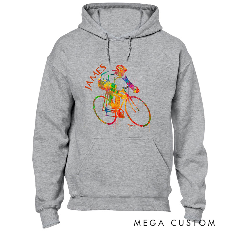 Personalized Watercolour Cycling Hoodie Unisex Novelty Cyclist Bike Bicycle Fashion Design Top