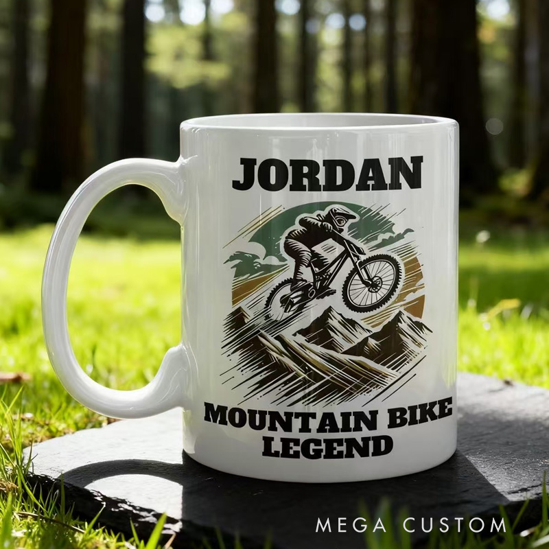 Personalized Mountain Bike Legend Mug Custom Gift for Cycling Enthusiasts Mountain Bike Mug