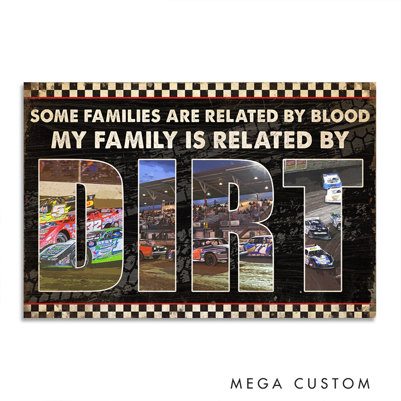 Personalized Dirt Track Racing Family Poster Custom Racing Photos and Text Wall Art Gift for Racers and Racing Lovers