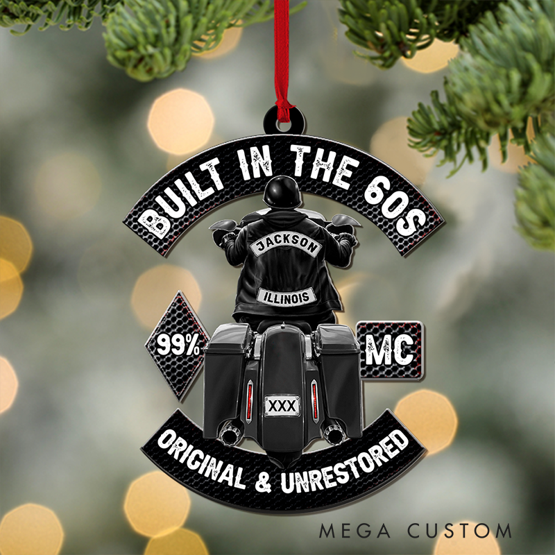 Personalized Biker Ornament Custom Name Text and Plate Number Motorcycle Christmas Decoration Gift for Riders and Motorcycle Lovers
