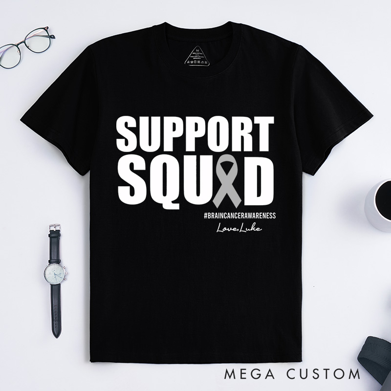 Personalized Support Squad Brain Cancer T-Shirt Brain Tumor Awareness Gift