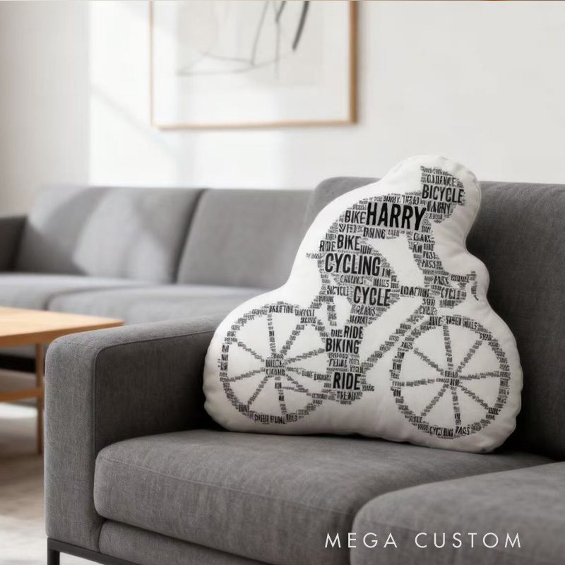 Personalized Word Art Print Pillow Funny Bike Riding Bicycle Gifts Pillow for Cycling Enthusiasts Soft and Funny Home Decor
