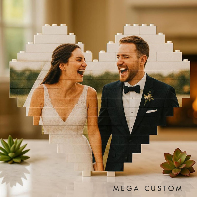 Personalized Couple Photo Building Blocks Custom Newlyweds Photo Blocks Valentine's Day Gift for Boyfriend Girlfriend Husband Wife Anniversary Gift