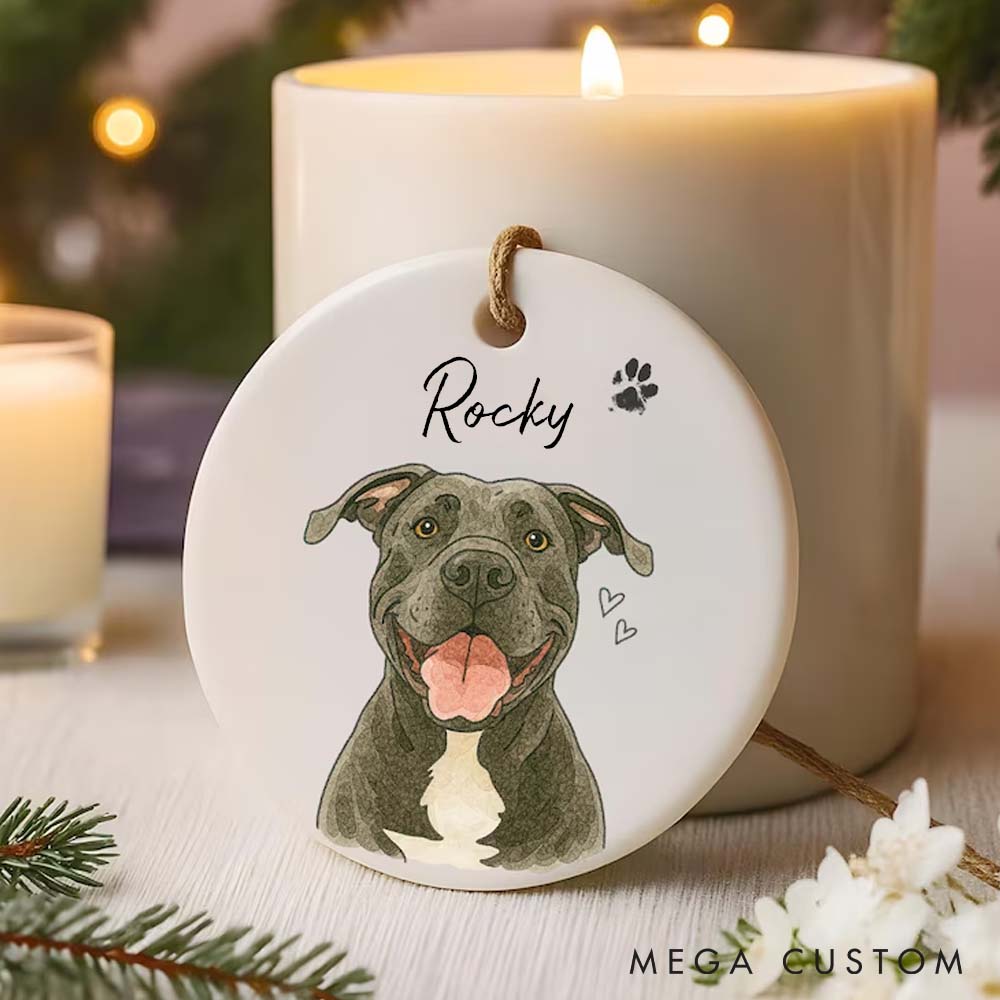 Personalized Pet Lover Watercolor Pet Photo Ornament