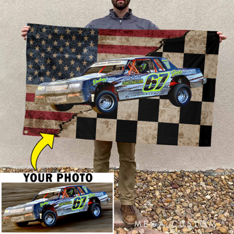 Personalized Racing Banner Custom Racing Car Photo Wall Hanging Gift for Racers and Racing Lovers