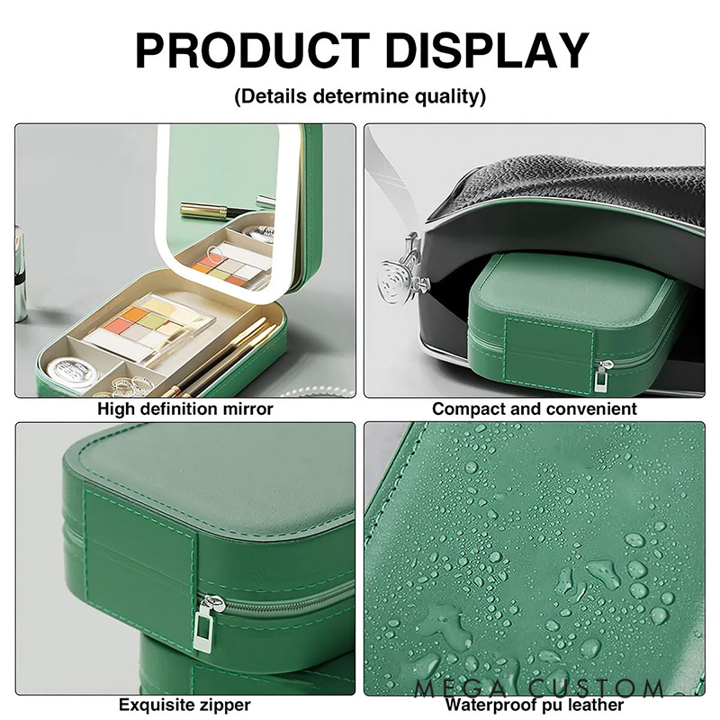 Personalized Daily Bible Affirmation Custom Name Leather Jewelry Box with LED Makeup Mirror Religious Gift for Women