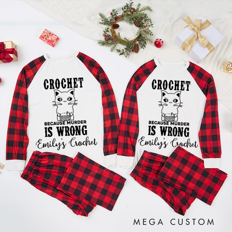 Personalized Knitting Christmas Pajama Sets Funny Christmas Pajama Sets Christmas Pajama Sets Gift for Knitting Lovers