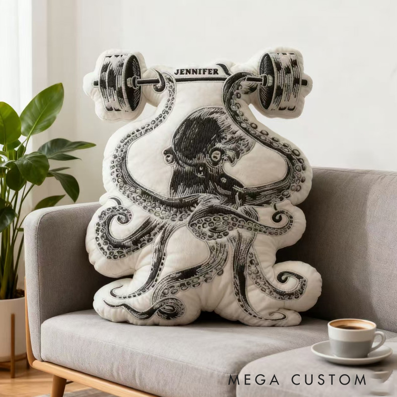 Personalized Octopus Weightlifting Pillow Funny Gifts Pillow for Gym Fitness Enthusiasts Soft and Funny Home Decor