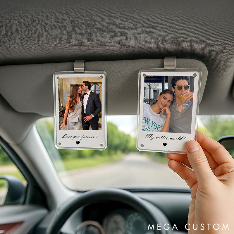 Personalized Photo Car Visor Clip Custom Gift for Him Anniversary Romantic Drive Safe Gift Unique Couples Keepsake Car Photo Frame
