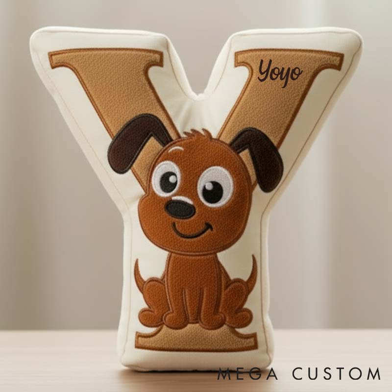 Personalized Dog Lover Letter Pillow with Dog Custom Name Design