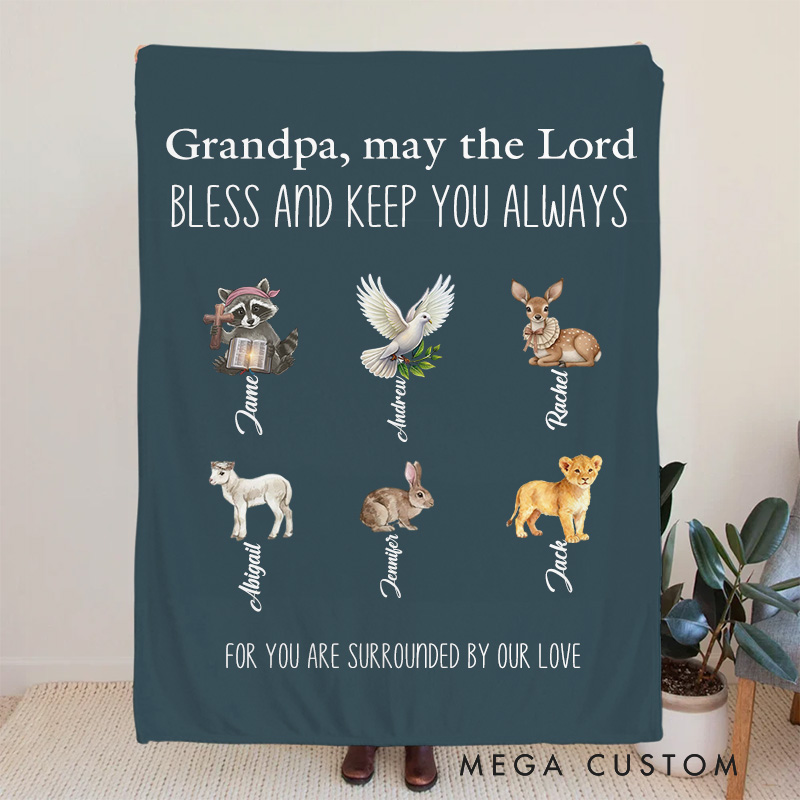 Personalized Grandpa may the Lord Bless you Soft Throw Blanket with Name Home Decor Religious Gift Faith Gift for Grandfather Grandpa