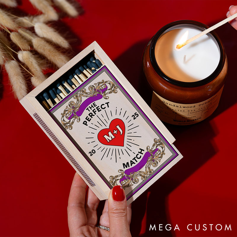 Personalized Couples Matchbox Custom Date Night Matchbox Christmas Dinner Matchbox without Match Wedding Gift for Couple Anniversary Gift Matchbox 