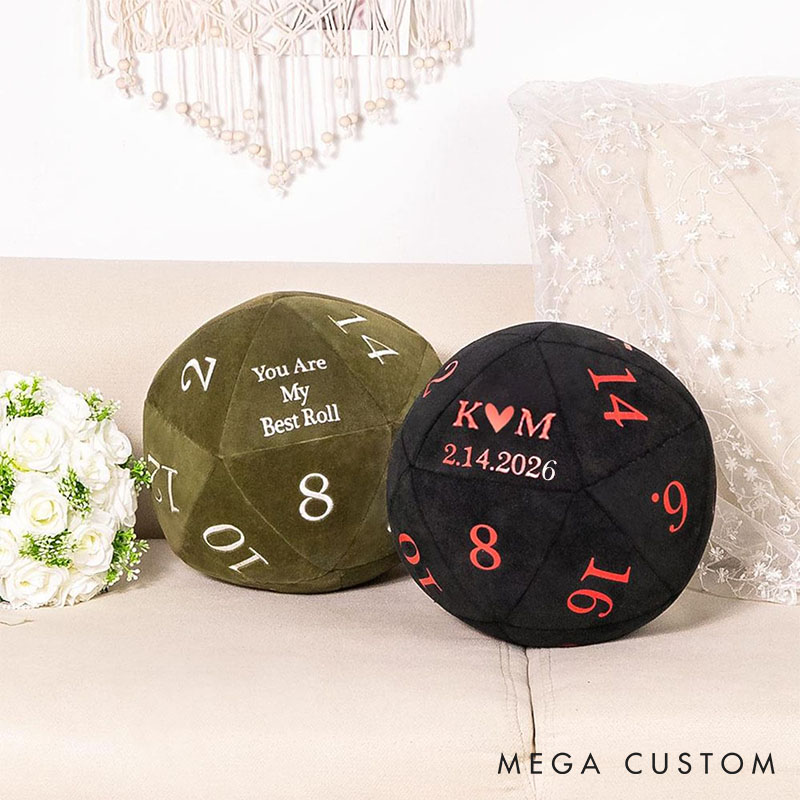 Personalized Couple Date Night Dice Pillow Custom Newlyweds DND Role Game Cushion Wedding Valentine's Day Gift for Husband Wife Boyfriend Girlfriend