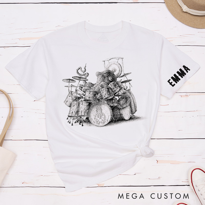Personalized Octopus Drummer Classic T-Shirt Unique Cuff Customized Name Music Lover Gift for Him or Her Birthday Holiday Present for Percussion Fans