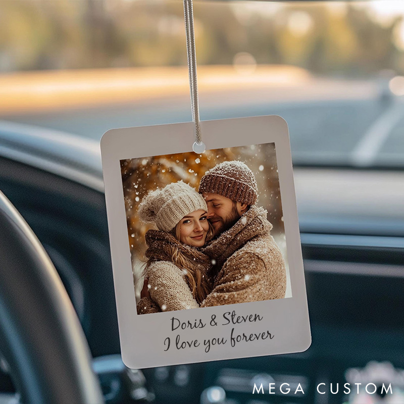 Personalised Couple Photo Car Ornament Acrylic Car Ornament with Couple Photo Drive Safe Ornament for Husband Boyfriend Couple Gift