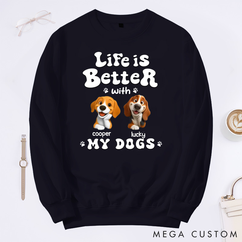 Personalized Dog Lover Living the Best Life Classic Sweatshirts
