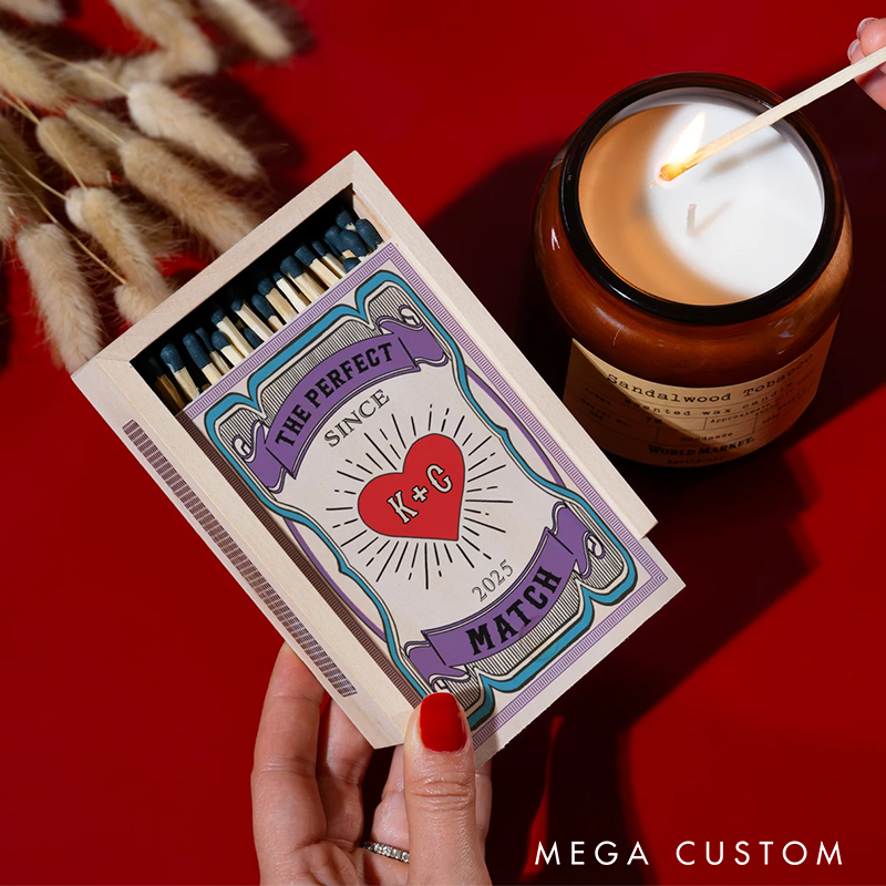 Personalized Couples Matchbox Wood Custom Date Night Matchbox Christmas Dinner Matchbox Wedding Gift for Couple Anniversary Gift