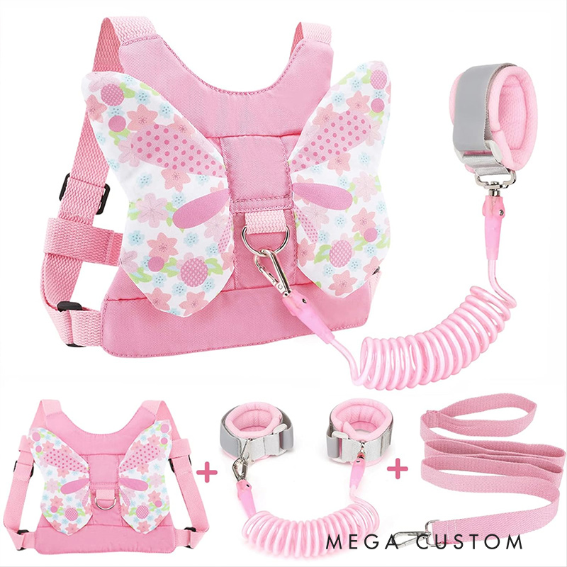 Personalized Toddler Harness Leash with Anti Lost Wrist Link Cute Baby Leash Walking Assistant Wristband Strap Tether for Girls Outdoor