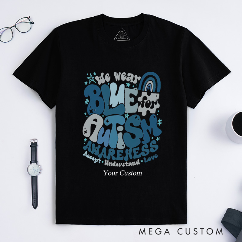 Personalized We Wear Blue Occupational Therapy Special Education T-Shirt