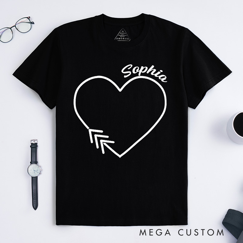 Personalized Heart and Arrows Minimalist Love Down Syndrome T-shirt Down Syndrome Awareness Gift