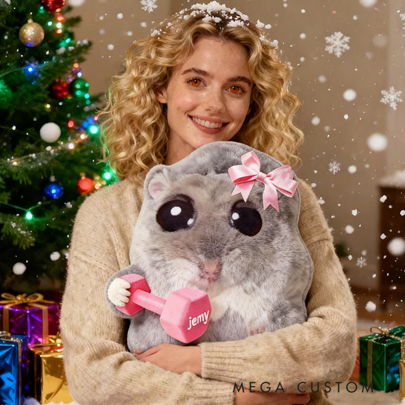 Personalized Pillow Sad Hamster Funny Coquette Cute Gifts for Girls Friends Custom Name Pillow Comfortable Christmas Decor for Gym Lovers