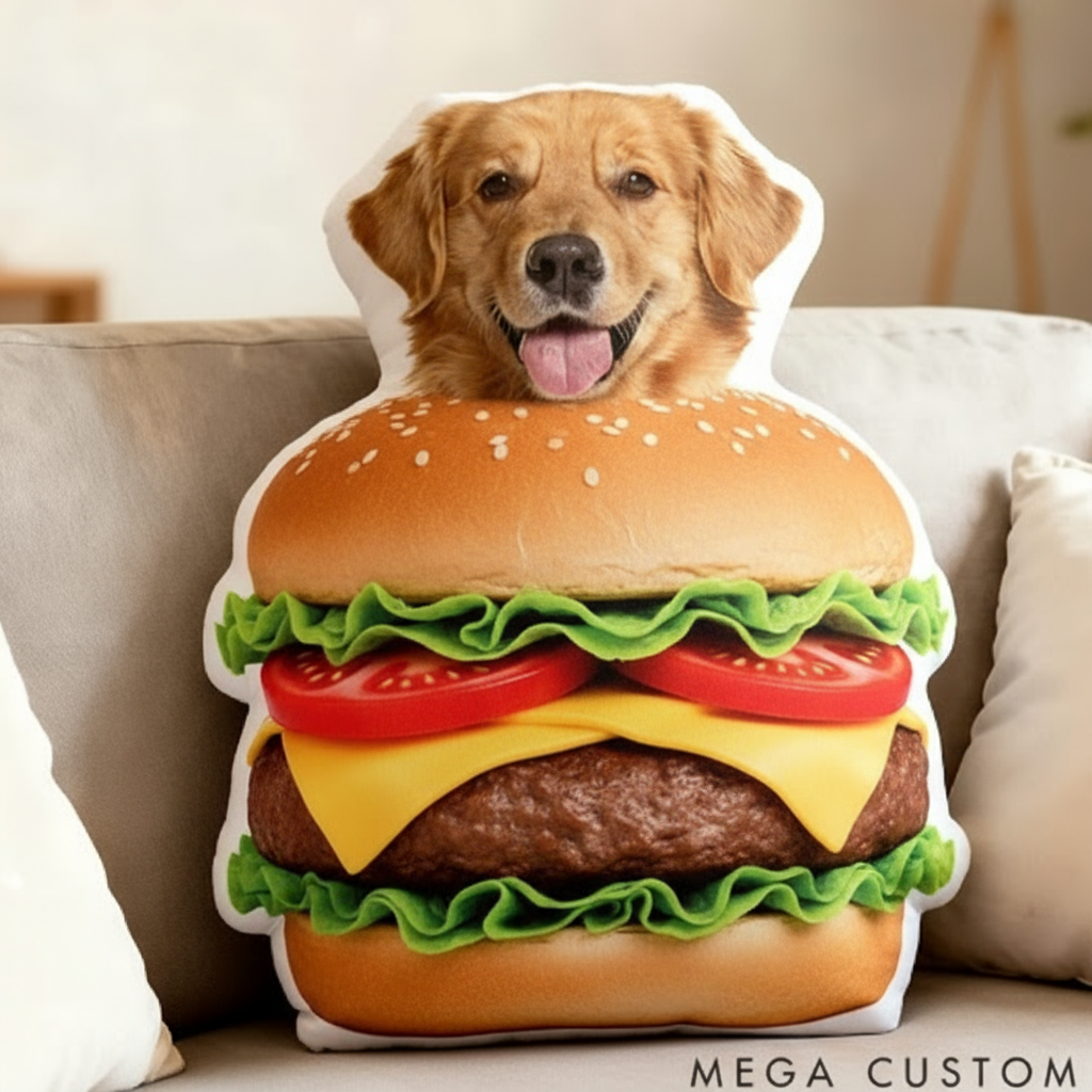 Personalized Pet Lover Food and Custom Photo Cute Pillow