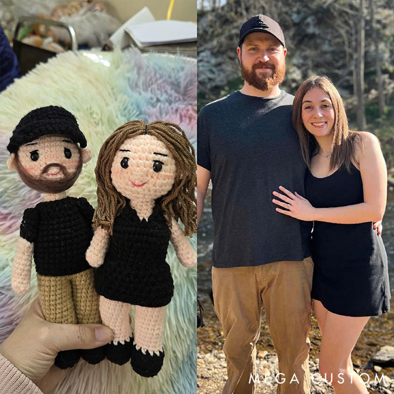 Personalized Couple Portrait Doll Custom Couple Doll Crochet Wedding Gift Anniversary Gift Him Her Christmas Portrait Doll Gift